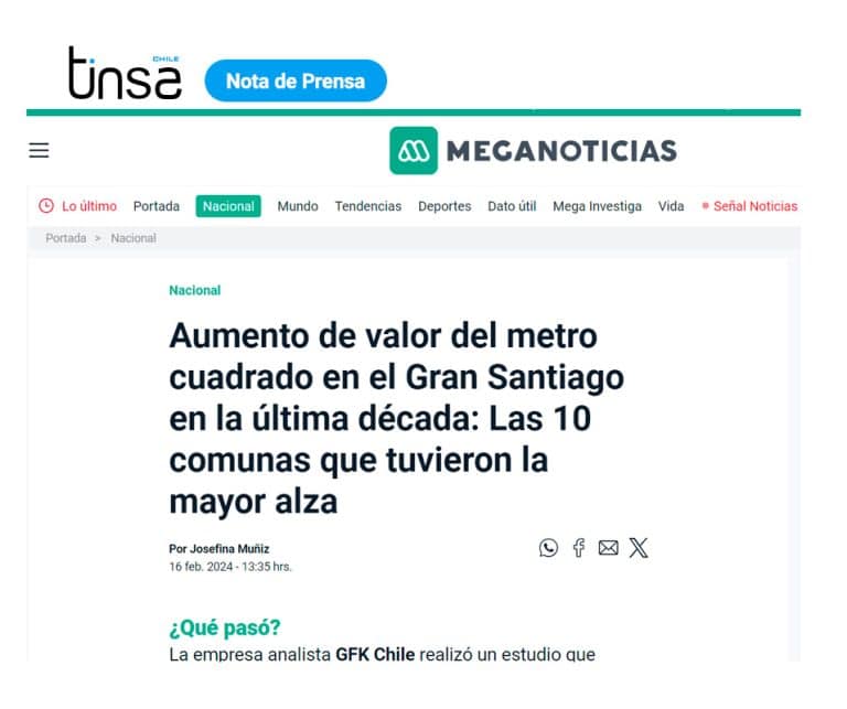 Aumento de valor del metro cuadrado en el Gran Santiago en la última ...