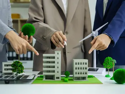 Proyecto con edificios verdes